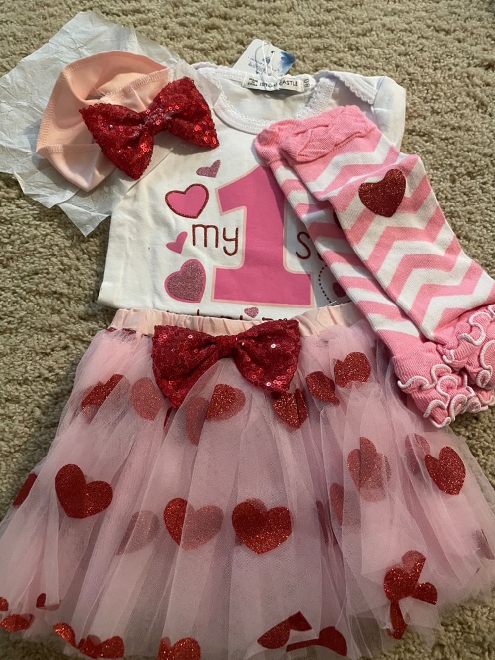 Carter's Pink and White Valentine Heart Tutu Outfit